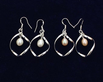 Pearl Earrings, Birthday, Anniversary, Orchid jewelry, Wedding jewelry, Bridesmaid gifts, Bridal gift favor