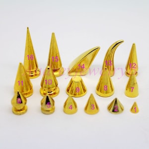 10-50 Sets 4.5-29mm Gold Punk Rock DIY Cone Bullet Metal Spikes Studs  Screw back For Leather crafts Shoes Bag Belt Leathercraft accessories