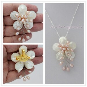 Hand Natural Shell Pearl Flower Brooch - Etsy