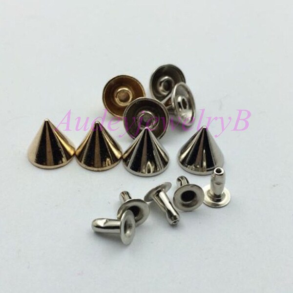 20 pcs 10 * 9mm pointu Rivets de forme conique Hit nails Studs Rivets BRONZE Punk Rock DIY Rivet Spike Shoes Sac Ceinture Cuir artisanat raccord F