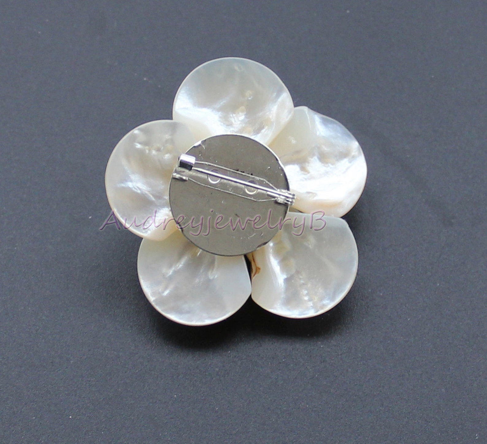 Ivory White Pearl & White Shell Flower Brooch, Pearl Brooch,shell ...