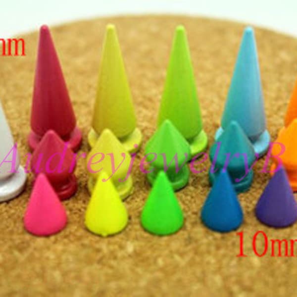 20 Sets7*10/13/26mm Colored Punk Rock DIY Cone Bullet Metal Spikes Studs Screw back For Leather crafts Shoes Bag Belt Leather  accessories