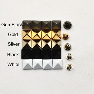20 pcs 8 mm Rectangle Pyramide Goujons Rivets Punk Rock DIY Rivet Pointe Carré Rivet Chaussures Sac Ceinture Cuir artisanat accessoires F