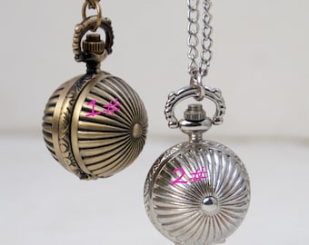 1pcs Watch Charms Pendant with chain Pumpkin pocket watch necklace Children's gifts, Christmas gifts