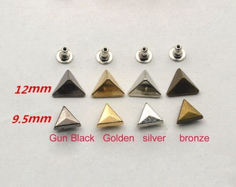 50 set  9.5-12mm/0.374&quot;-0.472&quot; Punk triangle Studs Rivets  Punk Rock DIY Rivet Spike Rivet Shoes Bag Belt Leather craft Clothing accessories