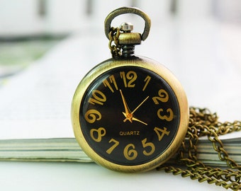 1pcs Antique Bronze Watch Charms Pendant with chain ty146271