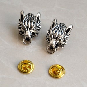 2set Wolf collar clips,Personality brooch Collar buckle collar clip animal collar clip pins, illustrated animal jewelry, shirt collar clip
