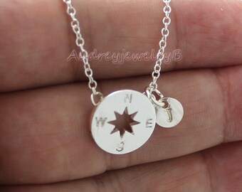 Tiny Compass necklace,Custom Initial necklac Navigation necklace,Graduation gift, Birthday Gift, Enjoy the Journey, Compass jewelry