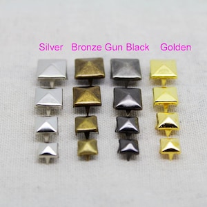 200 pcs 6-7-8-9-12 mm Pyramid Studs Rivets  BRONZE Punk Rock DIY Rivet Spike Square Rivet Shoes Bag Belt Leather craft accessories