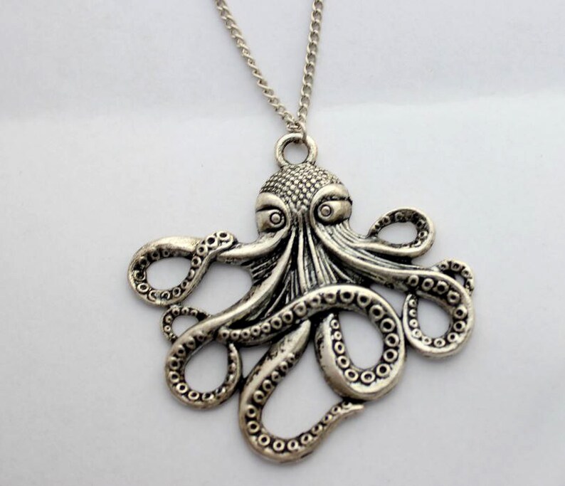 1pcs Ancient silver octopus Paul Emperor Charms Pendant necklace initial necklace sisters best friend necklaces Mother/'s Day necklace