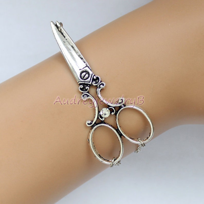 Antique Silver Scissor Bracelet Steampunk Scissor Bracelet Etsy