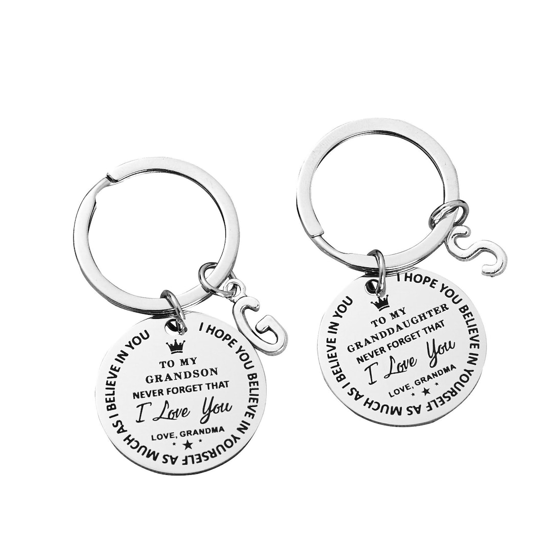 Personalized Initial Keychain: Stainless Steel Grandchild Gift - Etsy