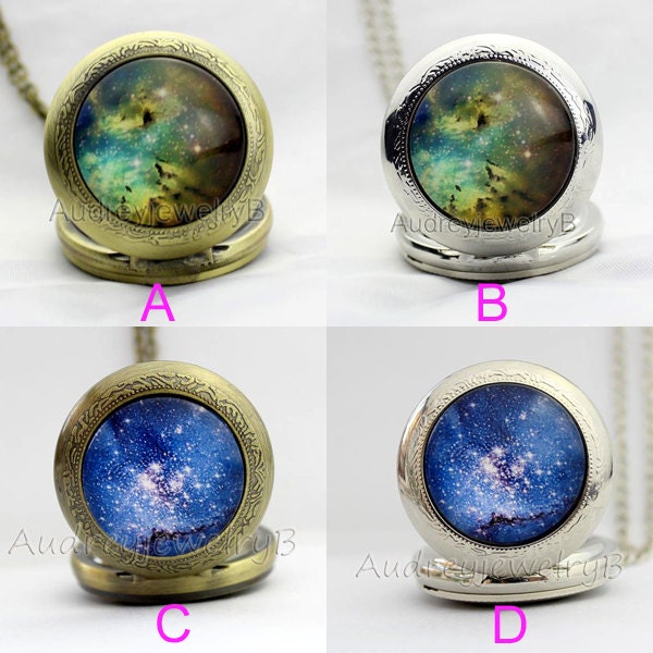 1pcs Galaxy space Watch Pendant with chain /pocket watch/Bridesmaid Christmas gifts, friends children's giftsThanksgiving Valentine's Day