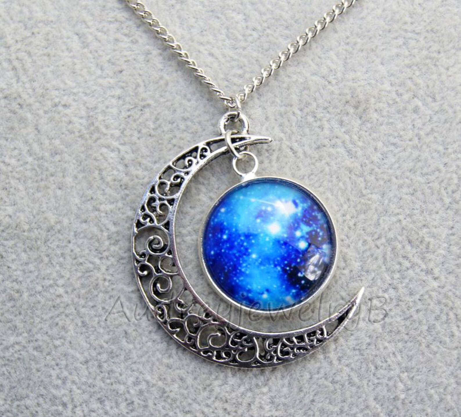 Moon Galaxy Space Charm Necklace Best Friend Necklacebff - Etsy