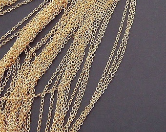 16ft (5m) -1.5mm Gold Plated brass Chain Flat O-shaped Chain Small Necklace Chains/ Jewelry Links tL196