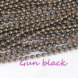 16ft / 5meter 1.2-1.5-2mm Copper Ball Chain of micro ball chain bulk chain Brass Bead Cable Link Chain Bronze,Gun black,Golden,Silver image 5