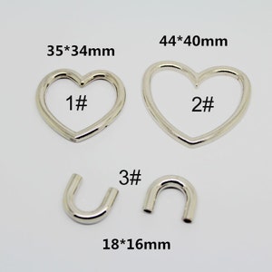 5PCS Alloy Silver Love Heart Ring Connector Leather  Shoes Bag Belt accessories