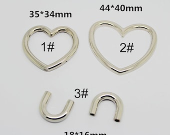 5PCS Alloy Silver Love Heart Ring Connector Leather  Shoes Bag Belt accessories