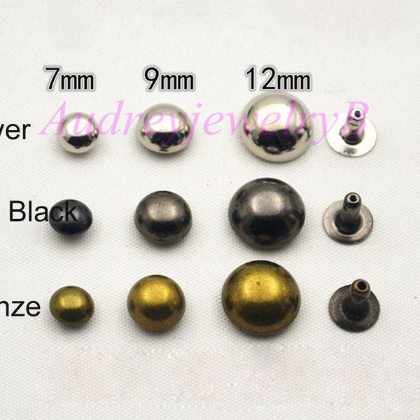 50Set 7-9-12-15mm en forme de champignon Rivets Frapper clous Goujons Rivets BRONZE Punk Rock DIY Rivet Spike Chaussures Sac Ceinture Cuir artisanat raccord F