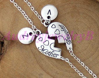 Personalized Initial Mother & Daughter Bracelets,Mother and Daughter Jewelry , Heart Bracelet,Mother's Day , Gifts for mom,BFF Bracelets