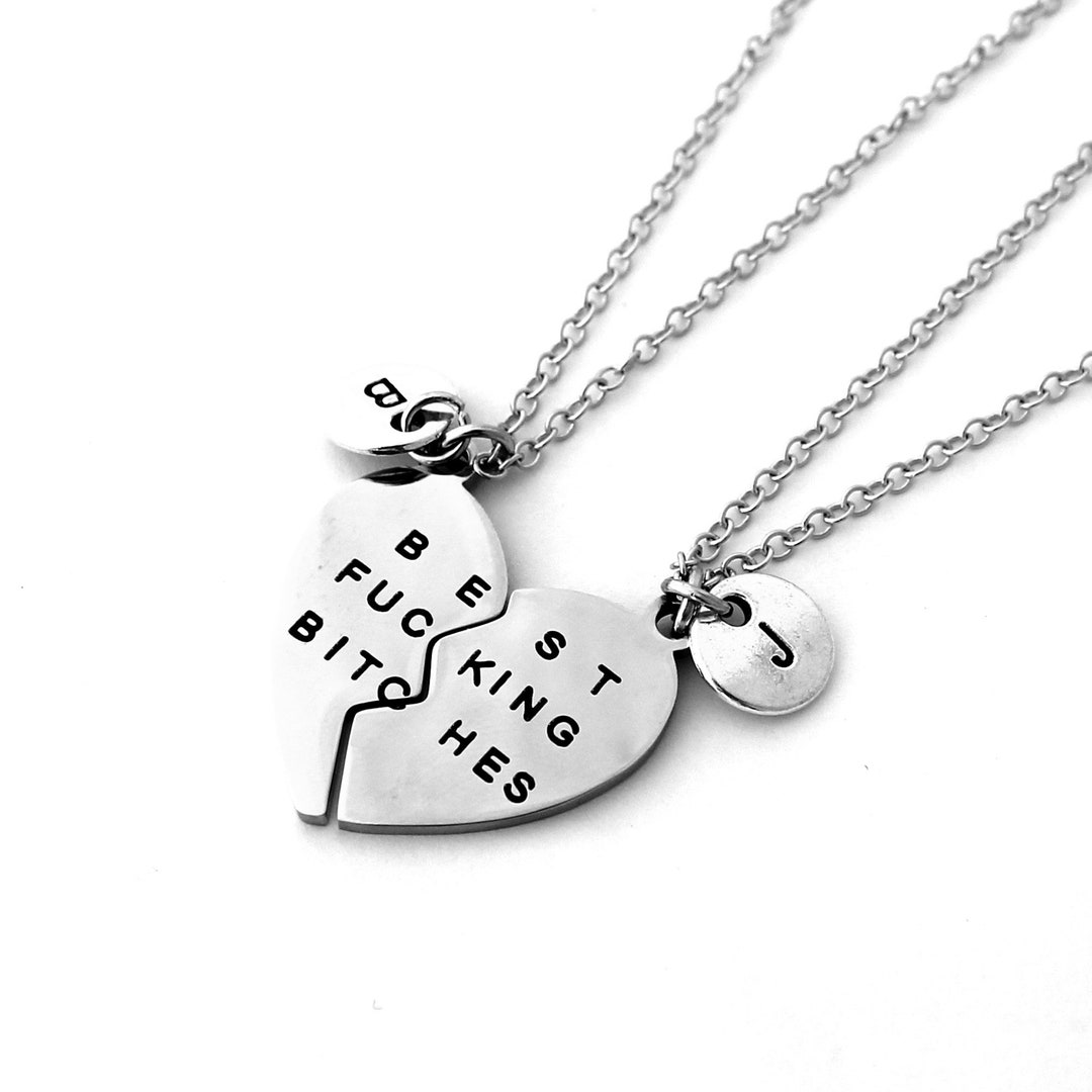 Personalized Initial Necklace/ Keychain Best Friend Heart Necklace Set