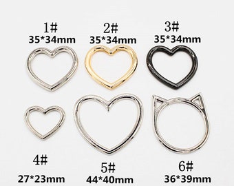 5PCS Aleación Plata Amor Corazón Anillo Conector Zapatos Zapatos Bolso Accesorios de cinturón