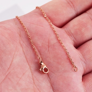 5pcs-18K vacuum plating Rose Gold 304 Stainless Steel Chain With Claw Clasps, Necklace Chain, Jewelry Making Chain, Flat Link O Chain