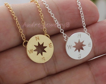 Minimalist  Tiny Compass necklace,  Navigation necklace,Graduation gift,  Birthday Gift, Enjoy the Journey, Compass jewelry