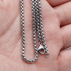 5pcs 16-24&quot;/2-6mm Stainless Steel Round Box Necklace for Men Women, Stainless Steel Box Chain  Necklace Chain, Jewelry Making Chain
