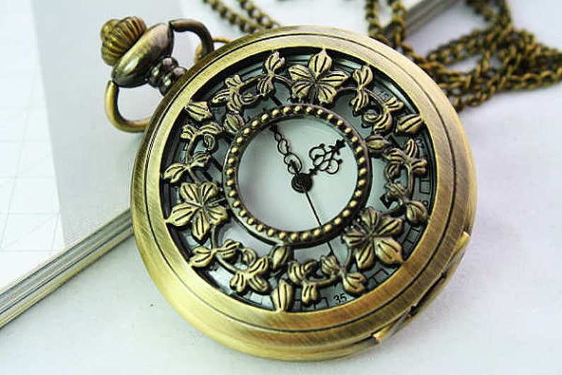 1pcs Large March Rattan Flower Pocket Watch Charms Pendant Image 0
