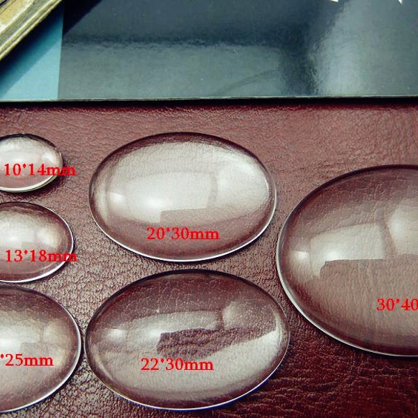 Multiple specifications 50pcs  13x18mm -30x40mm Oval -shaped Clear Glass Transparent Clear Oblate Cabochon Cameo Cover Cabs