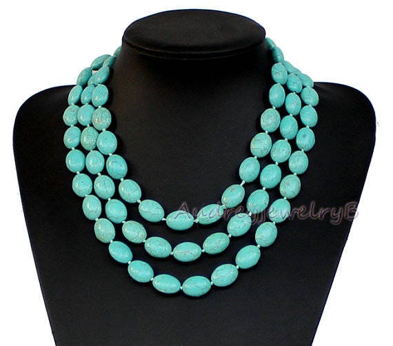 Hand made 60 Long Turquoise Necklace Sweater Necklace Etsy