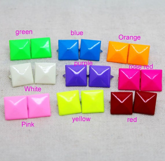 100 pcs 9mm square Pyramid Studs with claws Rivets Punk Rock DIY Rivet Square Rivet Shoes Bag Belt Leather craft accessories