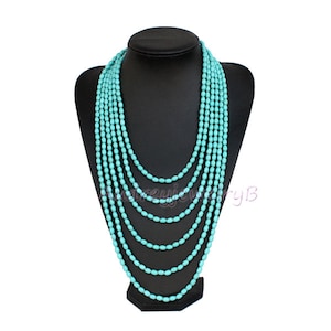 Multi Strand Turquoise  Beads Necklace Long  Turquoise Necklace, Statement Nugget Necklace Mothers Gift, Wedding Gift
