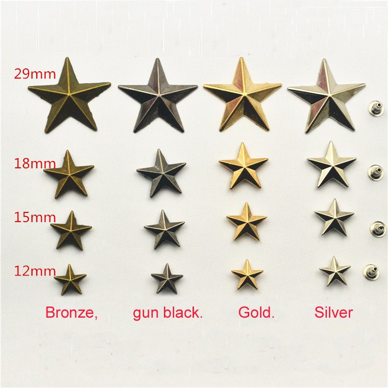  Tinje Decorative Rivets for Leather Mixed Color Star Rivets  Studs with Screws 14mm Garment Rivets Decoration Accessories for Leather  Craft DIY Clothing Bags Belts Dog Collar Shoes 50 Sets(Gold) : Arts