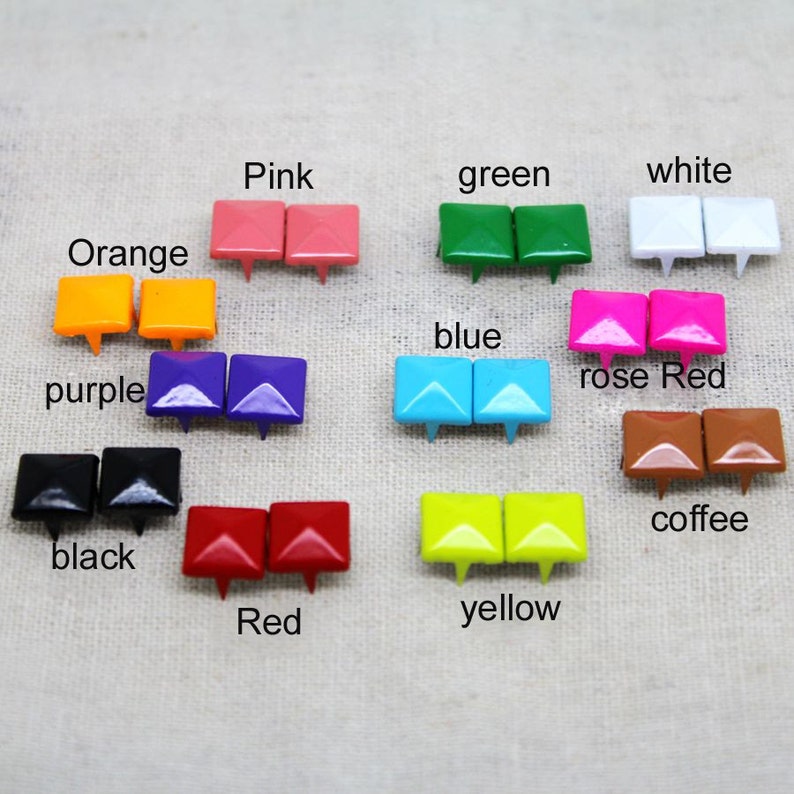 100 pcs 9mm square Pyramid Studs with claws Rivets Punk Rock DIY Rivet Square Rivet Shoes Bag Belt Leather craft accessories