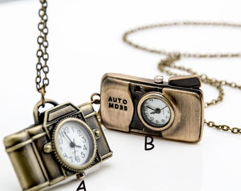 1pcs Camera Watch Charms Pendant with chain /pocket watch/Bridesmaid , Christmas gifts, friends, children's gifts