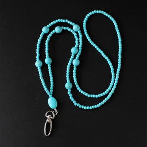 Handcrafted 32-36&quot;Turquoise Beads Women&#39;s Fashion ID Badge Lanyard / Keychain Necklace Mother&#39;s Gift, Child&#39;s  Gift