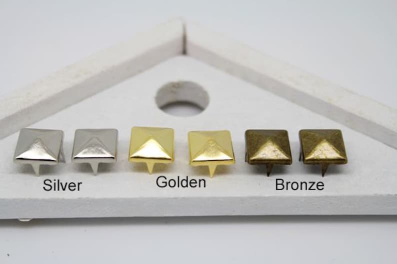 100 pcs 9mm square Pyramid Studs with claws Rivets Punk Rock DIY Rivet Square Rivet Shoes Bag Belt Leather craft accessories