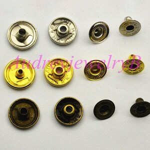 10 Sett 15mm Snaps Button Closures Button Rivets Studs Fasteners Purse ...