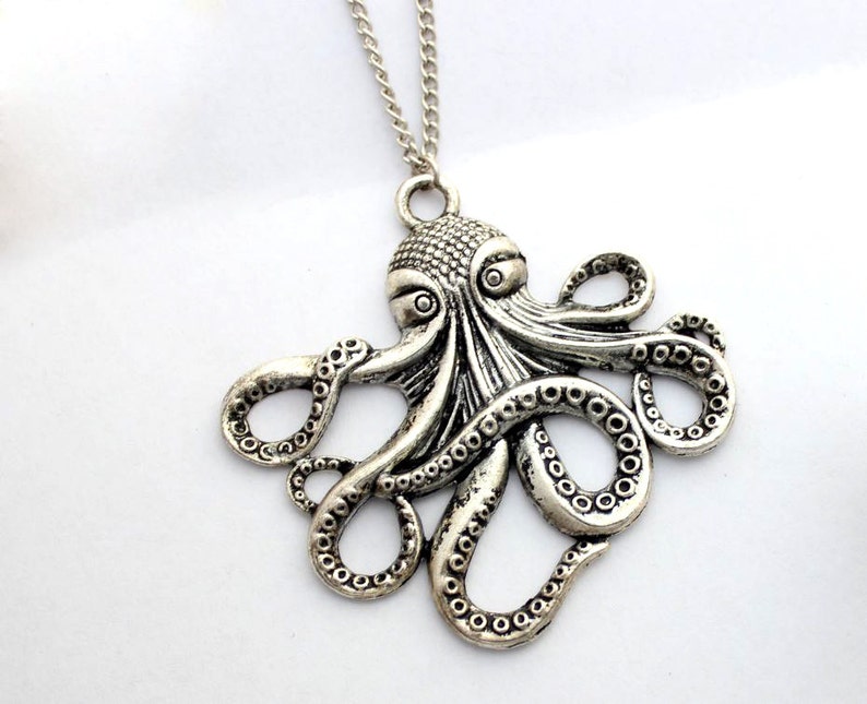 1pcs Ancient silver octopus Paul Emperor Charms Pendant necklace initial necklace sisters best friend necklaces Mother/'s Day necklace