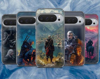Funda para teléfono de The Witcher con diseño de Geralt de Rivia para Google Pixel 10, 10 Pro, 9, 9 Pro, 9A, 8A, 7, 6A, Samsung S26, S25, A16, iPhone 17, 16, 15 Pro