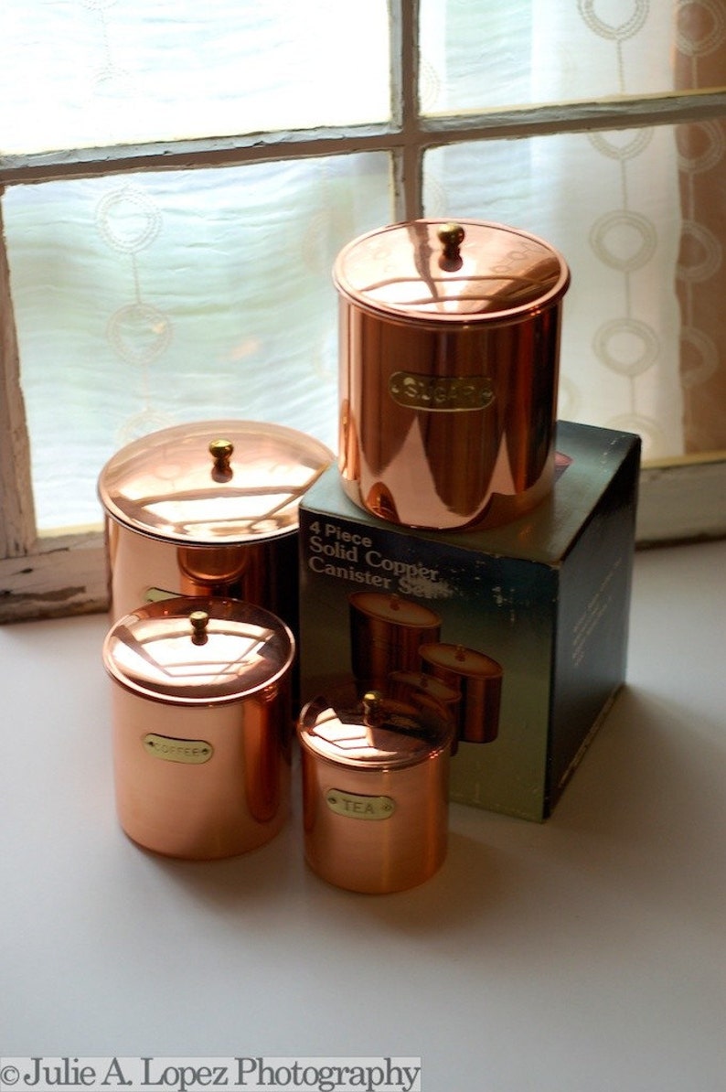 Vintage Solid Copper Canister Set Etsy