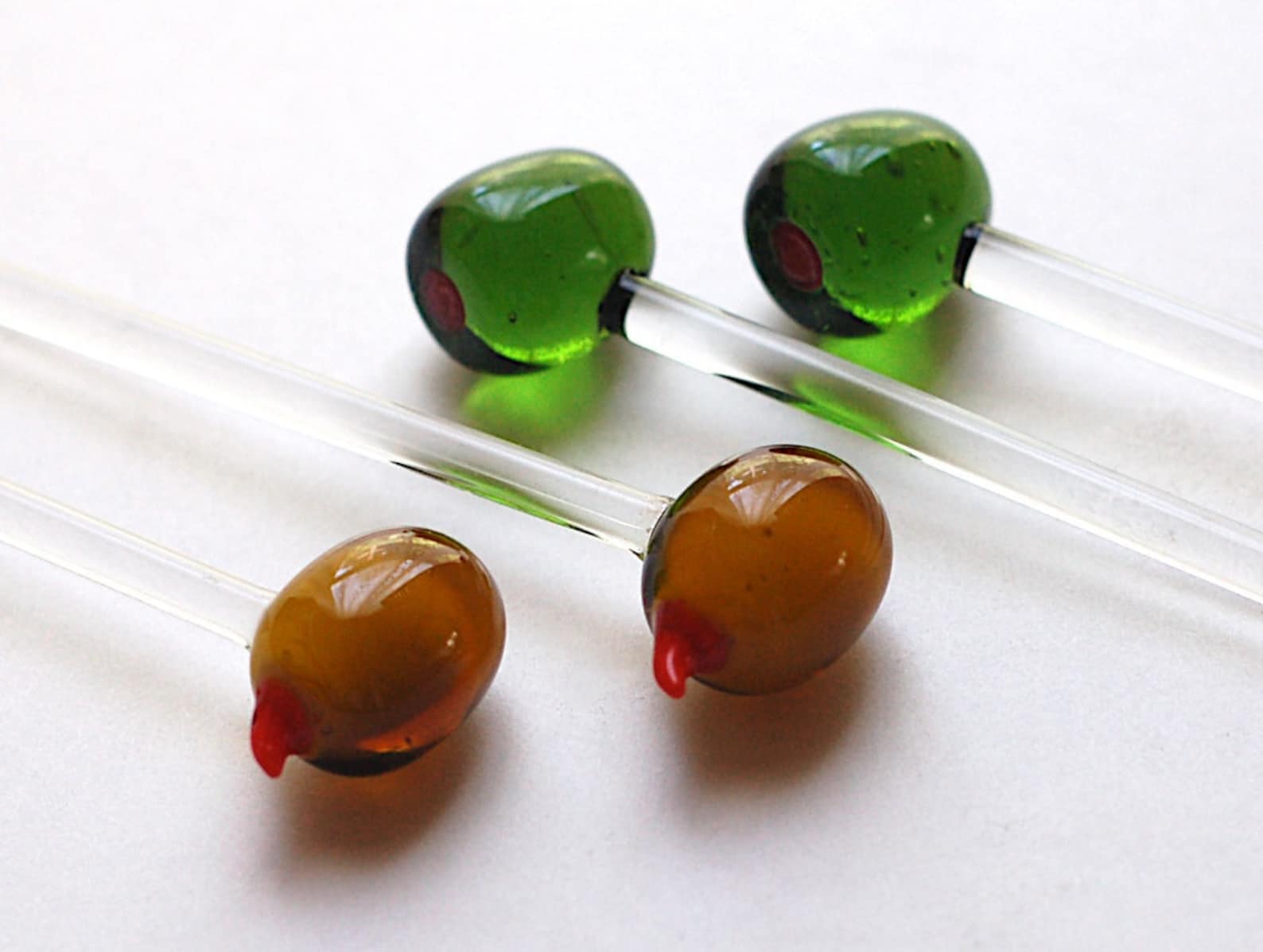 Vintage Glass Martini Olive Stir Sticks Etsy