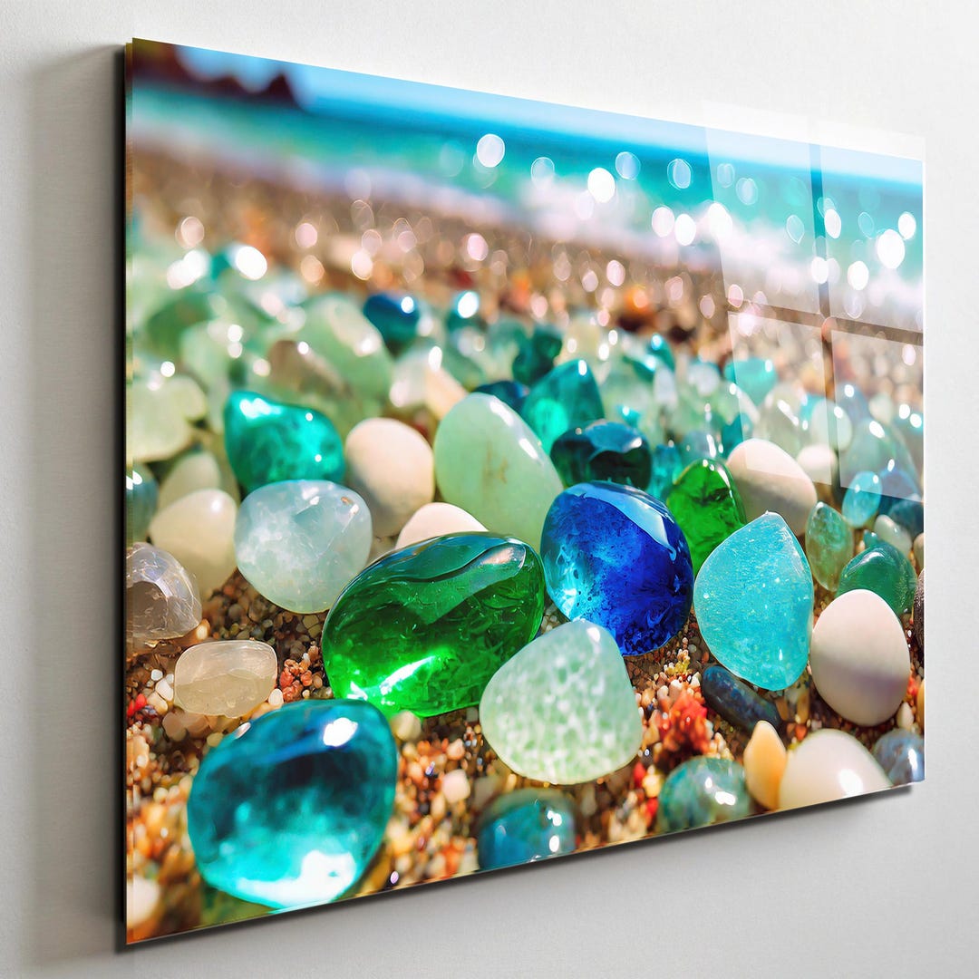 Sea Glass Tempered Glass Wall Art, Coastal Beach Decor - Etsy