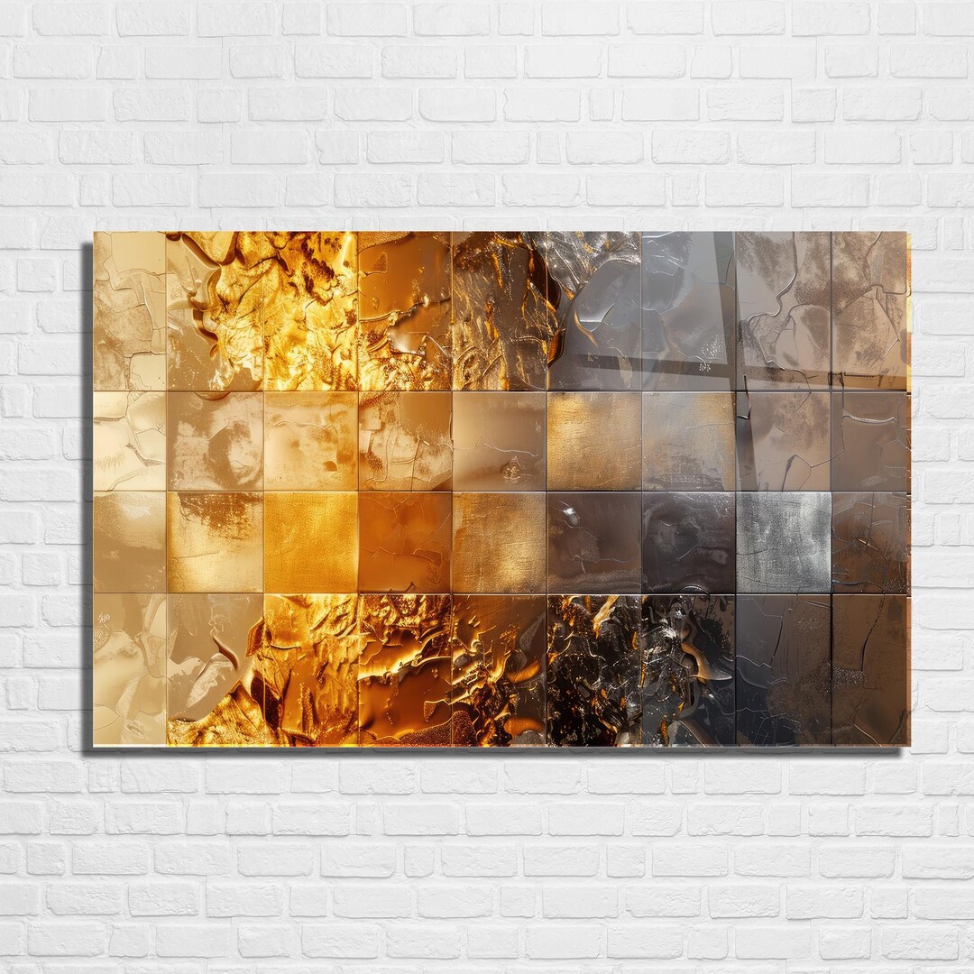 Picture Idea: Tempered Glass Wall Art Extra Large Panel Abstract Gold Silver