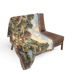 The Shire Woven Throw Blanket, Hobbit Hole Landscape Tapestry, Middle Earth Inspired Home Decor, Fantasy Forest Wall Hanging, Fantasy Lovers image 10