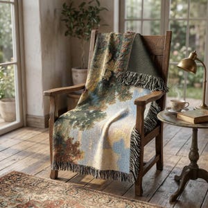 The Shire Woven Throw Blanket, Hobbit Hole Landscape Tapestry, Middle Earth Inspired Home Decor, Fantasy Forest Wall Hanging, Fantasy Lovers image 4