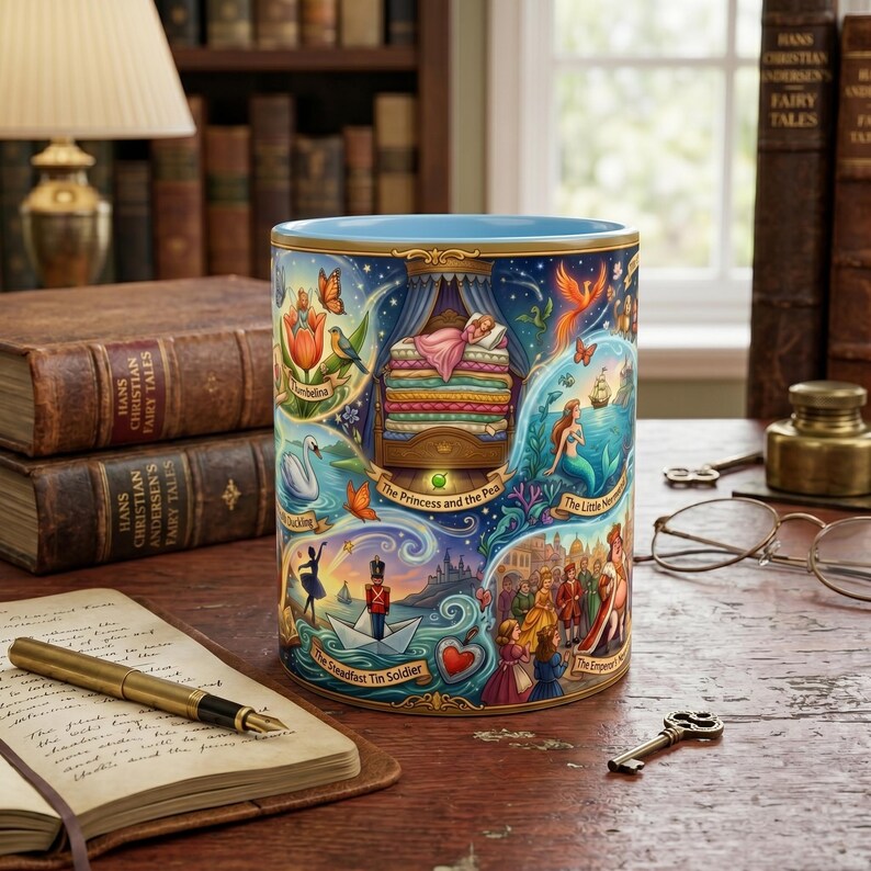Taza de Hans Christian Andersen: Colección de arte icónica de cuentos de hadas con La Sirenita, La Reina de las Nieves y más cuentos fantásticos. imagen 2