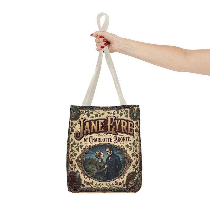 Jane Eyre Tote Bag Vintage Victorian Book Cover Art Charlotte Brontë Literary Gift Gothic Romance Aesthetic Classic Literature Cotton Bag image 5